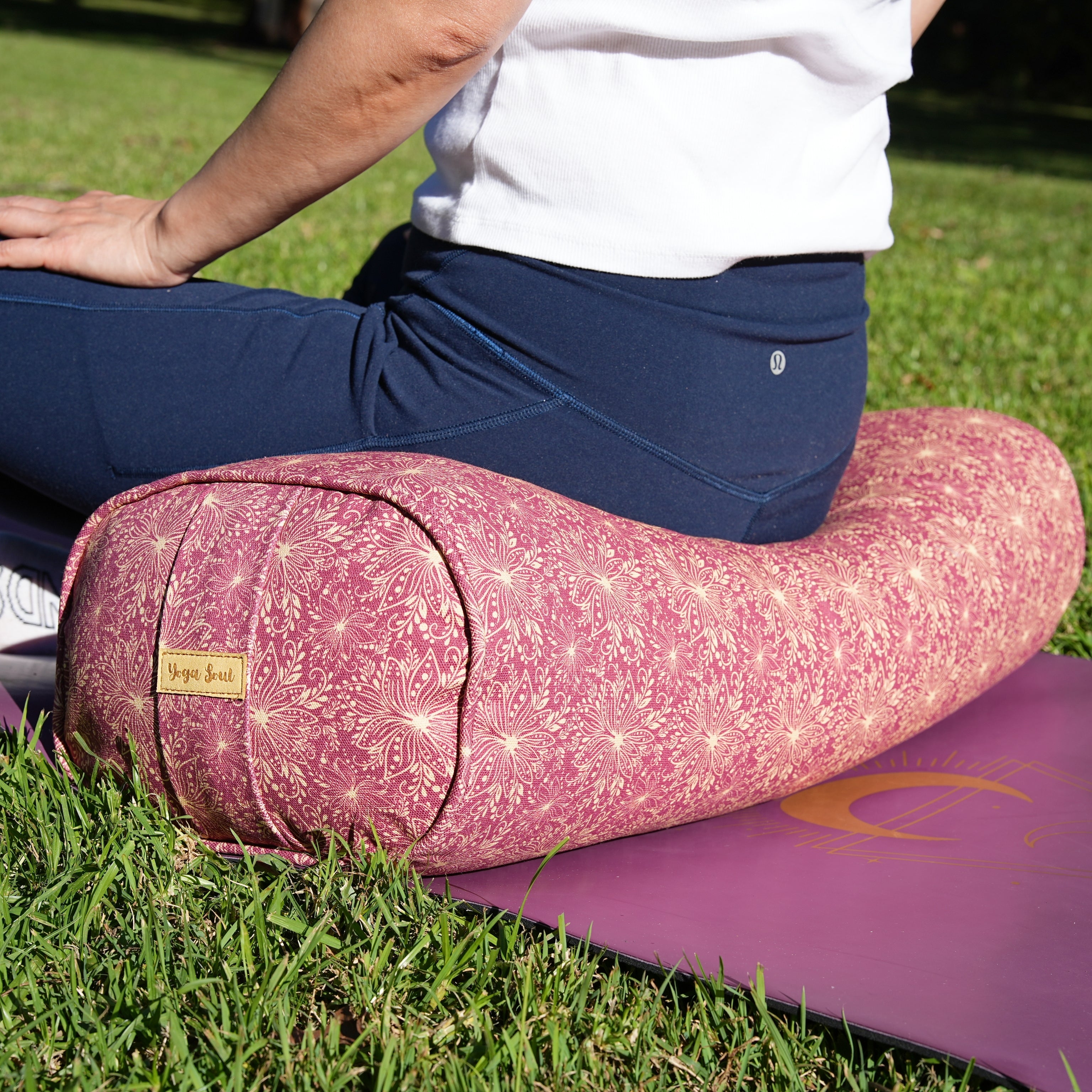 Oval Yoga Bolster | Sattva Lotus | Aura Red