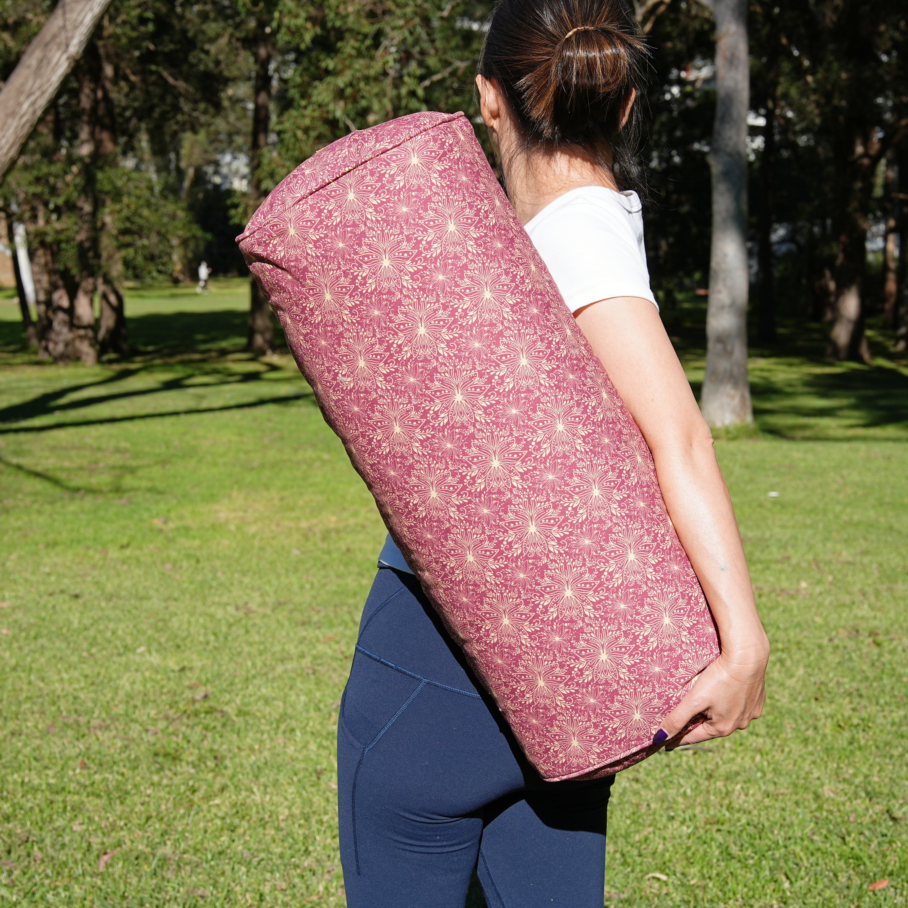 Oval Yoga Bolster | Sattva Lotus | Aura Red