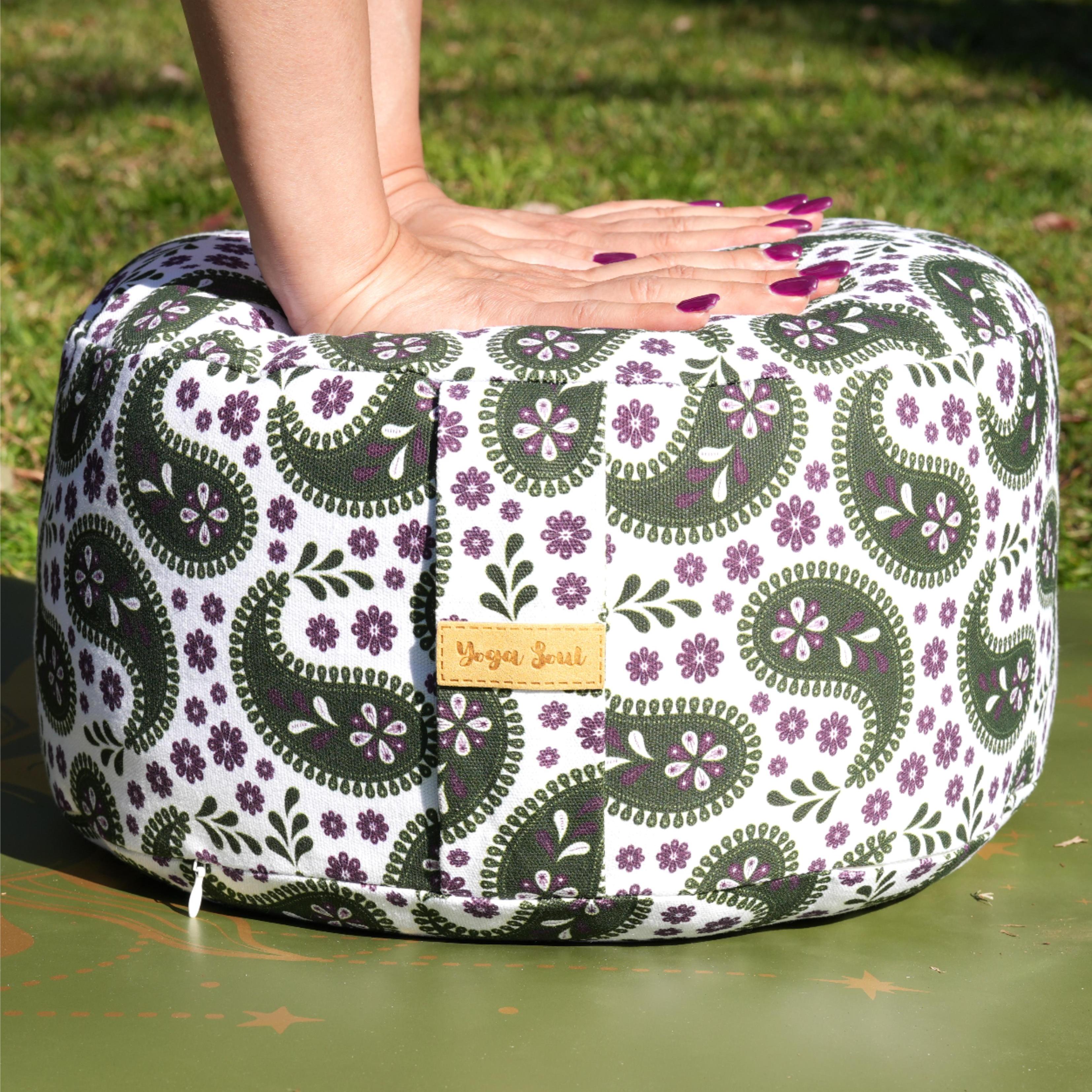 RONDO Meditation Cushion | Paisley | Trekking Green
