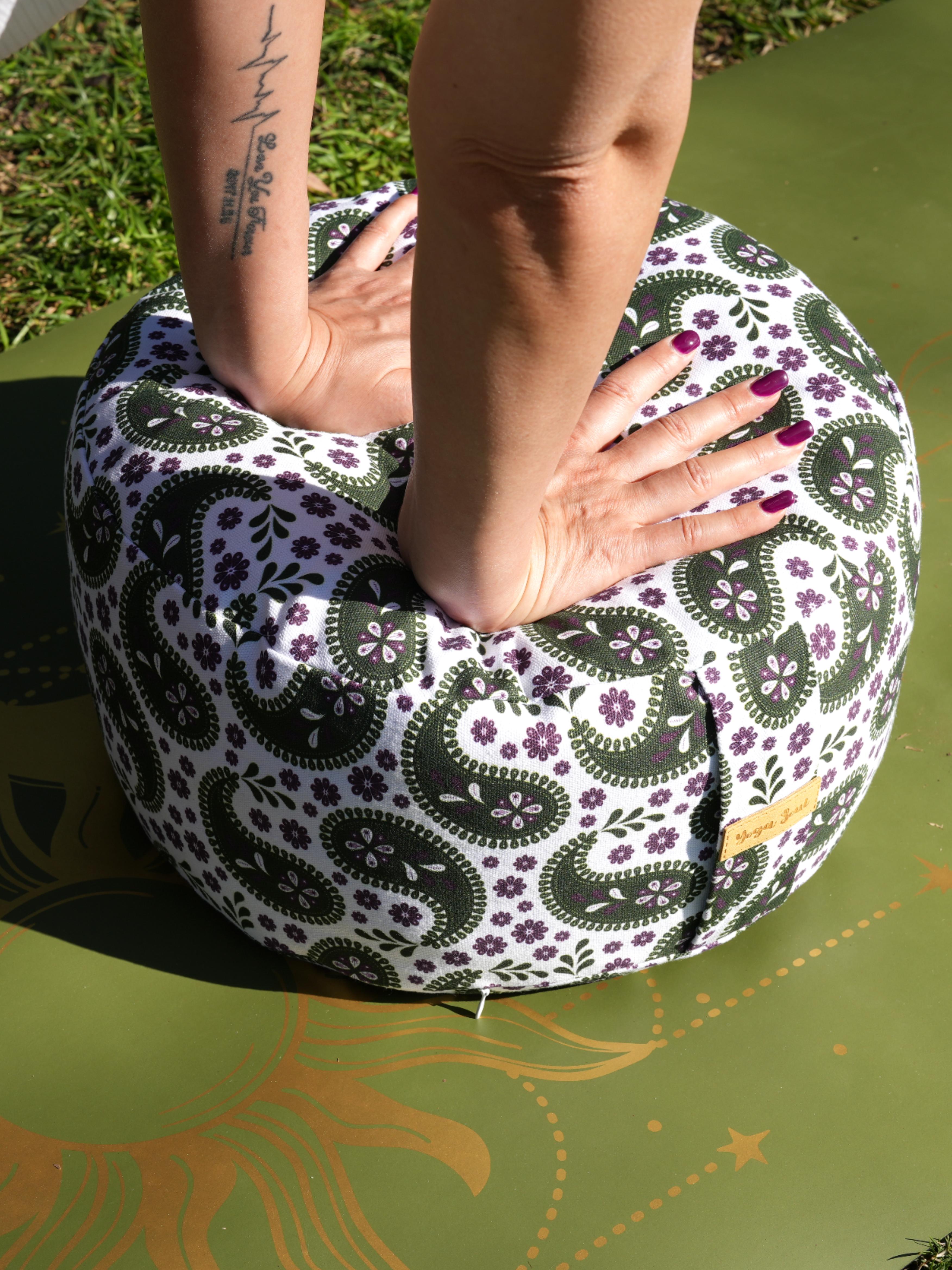 RONDO Meditation Cushion | Paisley | Trekking Green