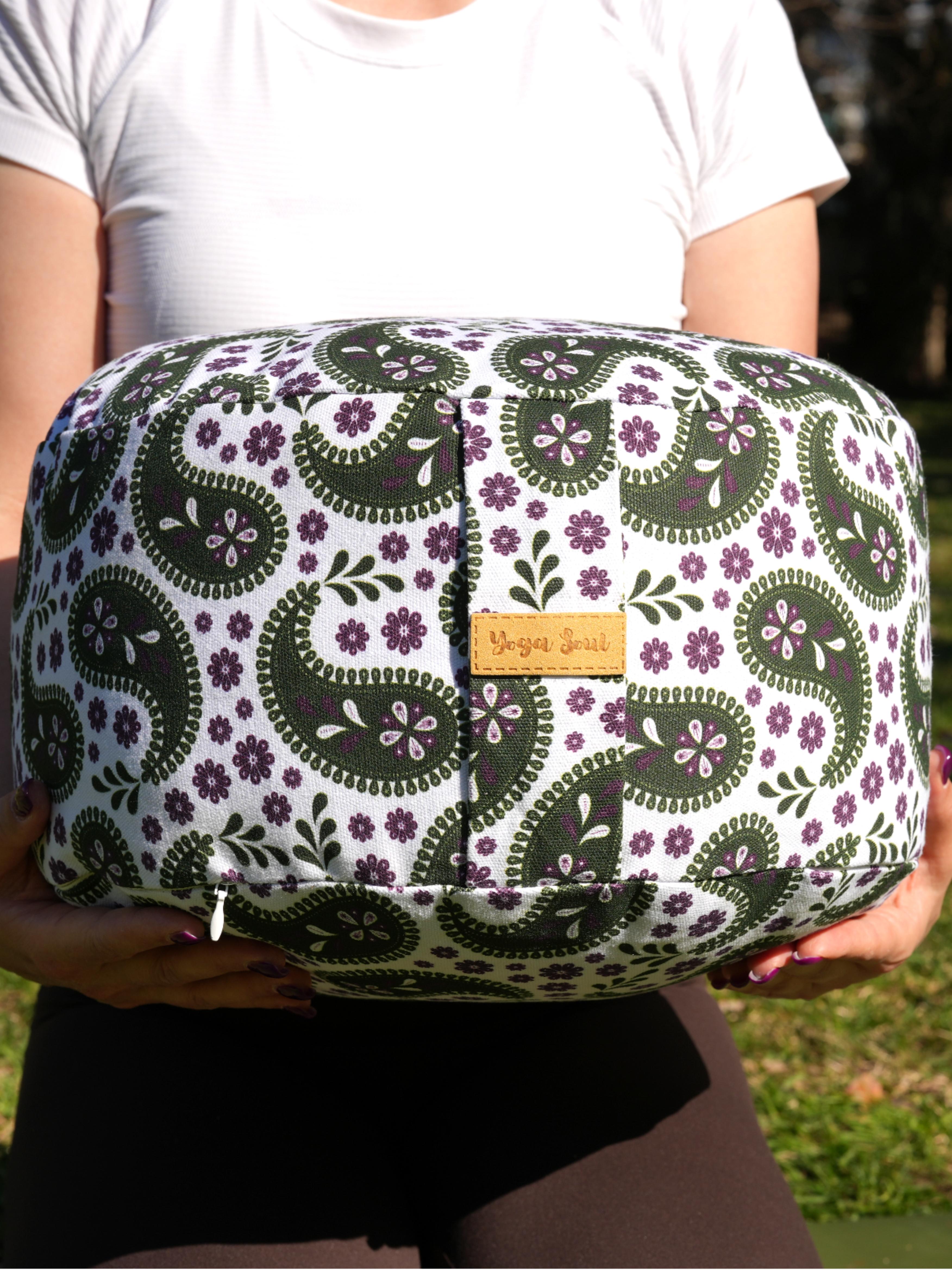 RONDO Meditation Cushion | Paisley | Trekking Green