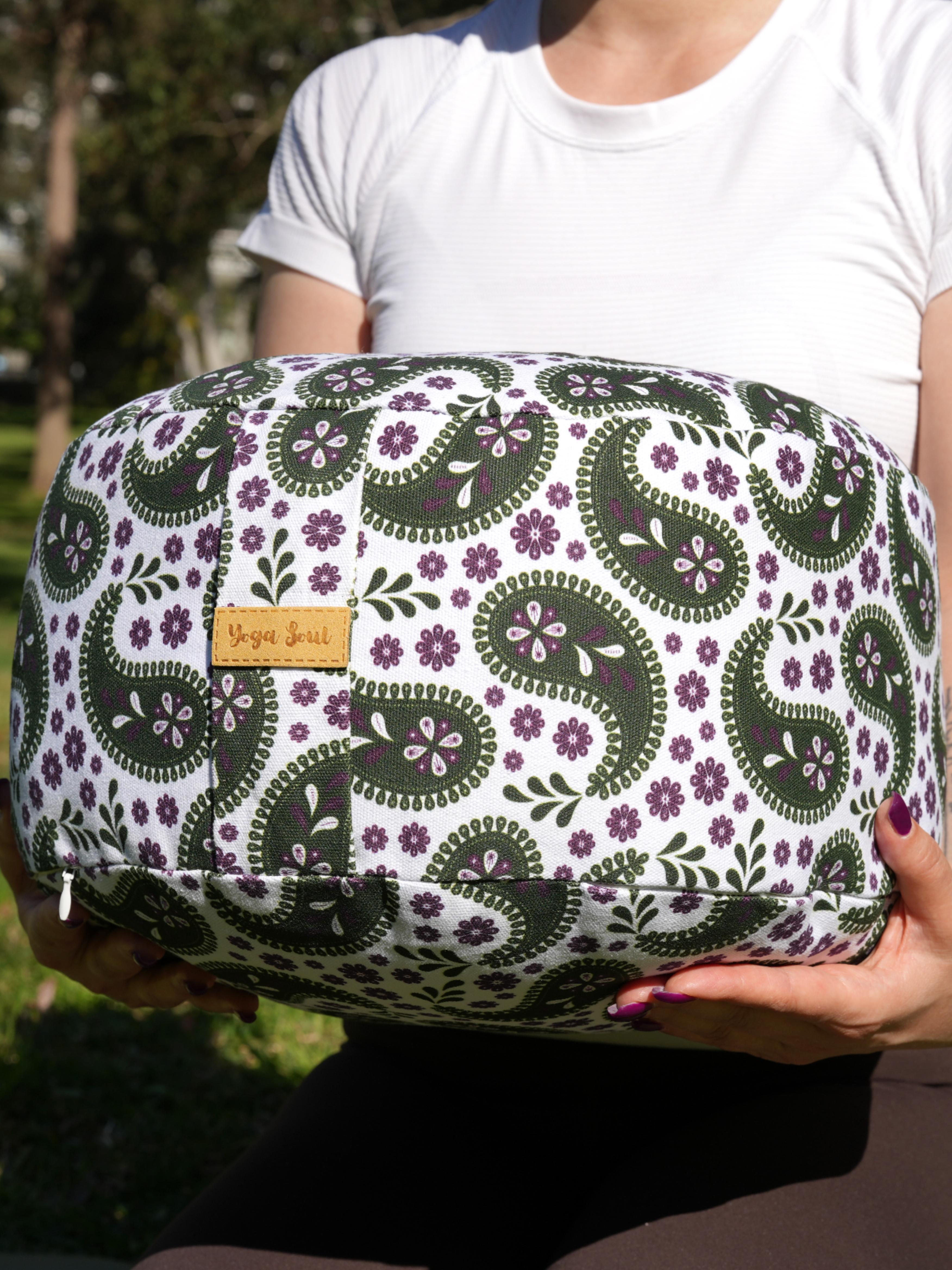RONDO Meditation Cushion | Paisley | Trekking Green