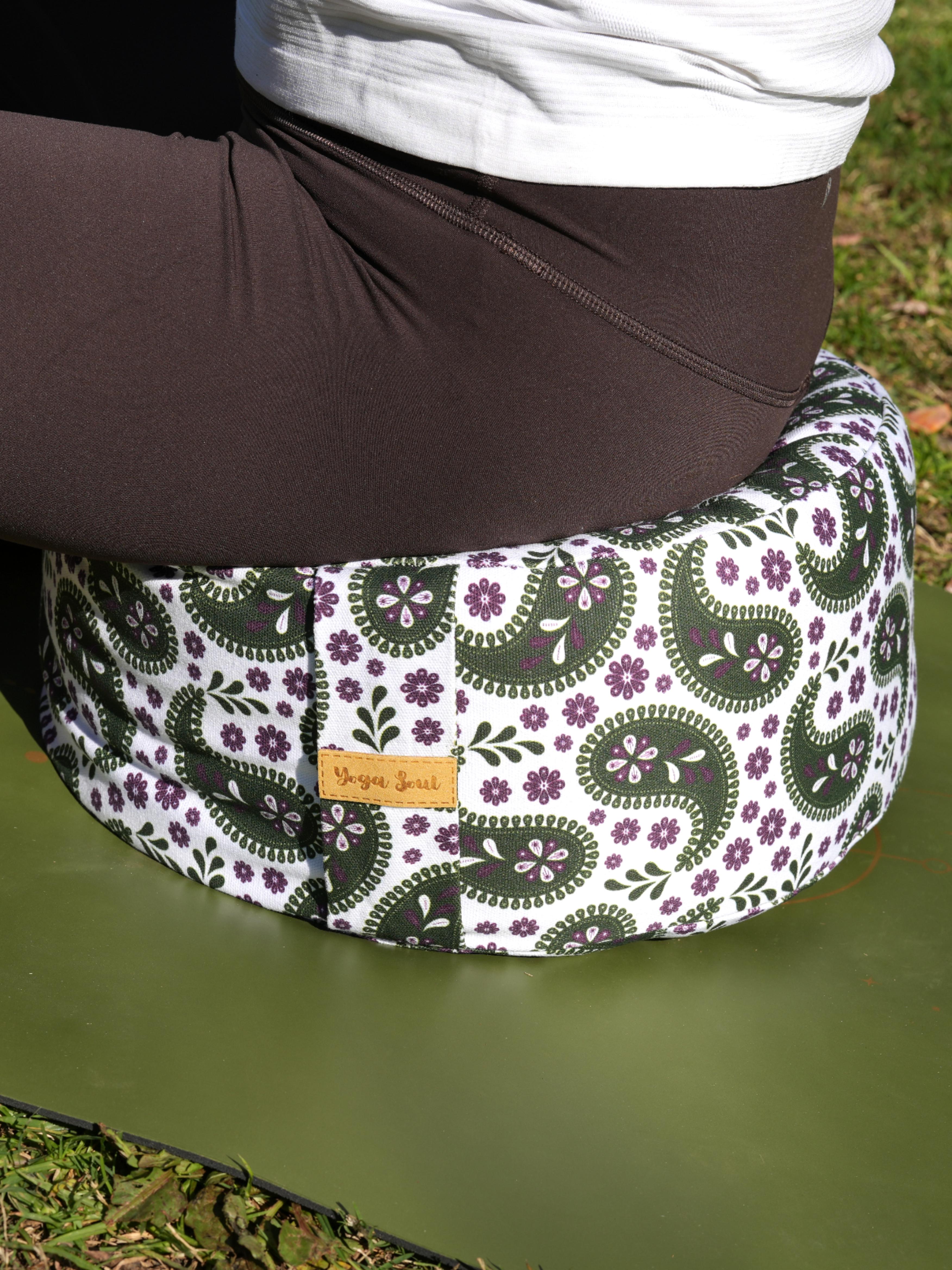 RONDO Meditation Cushion | Paisley | Trekking Green