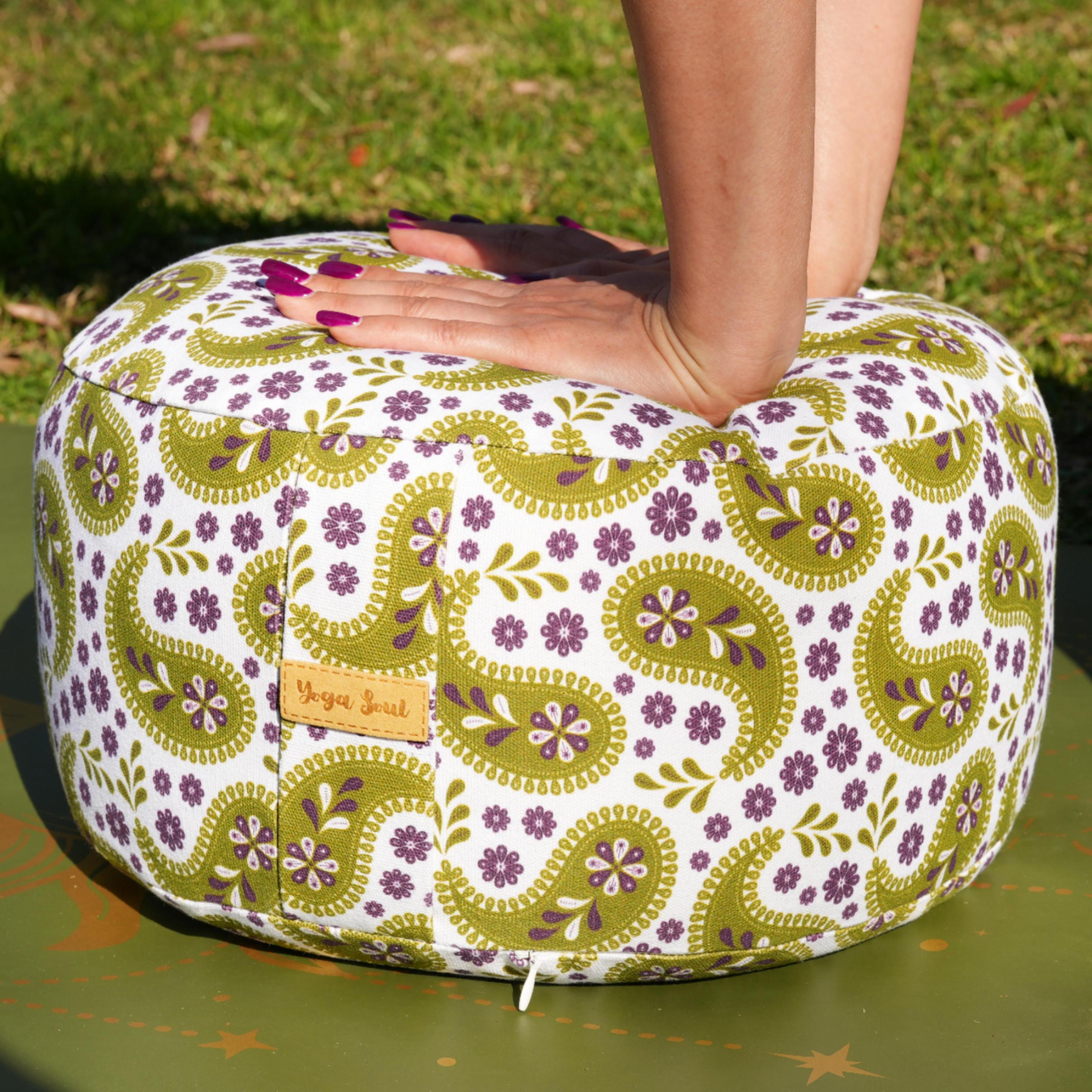 RONDO Meditation Cushion | Paisley | Olive Green