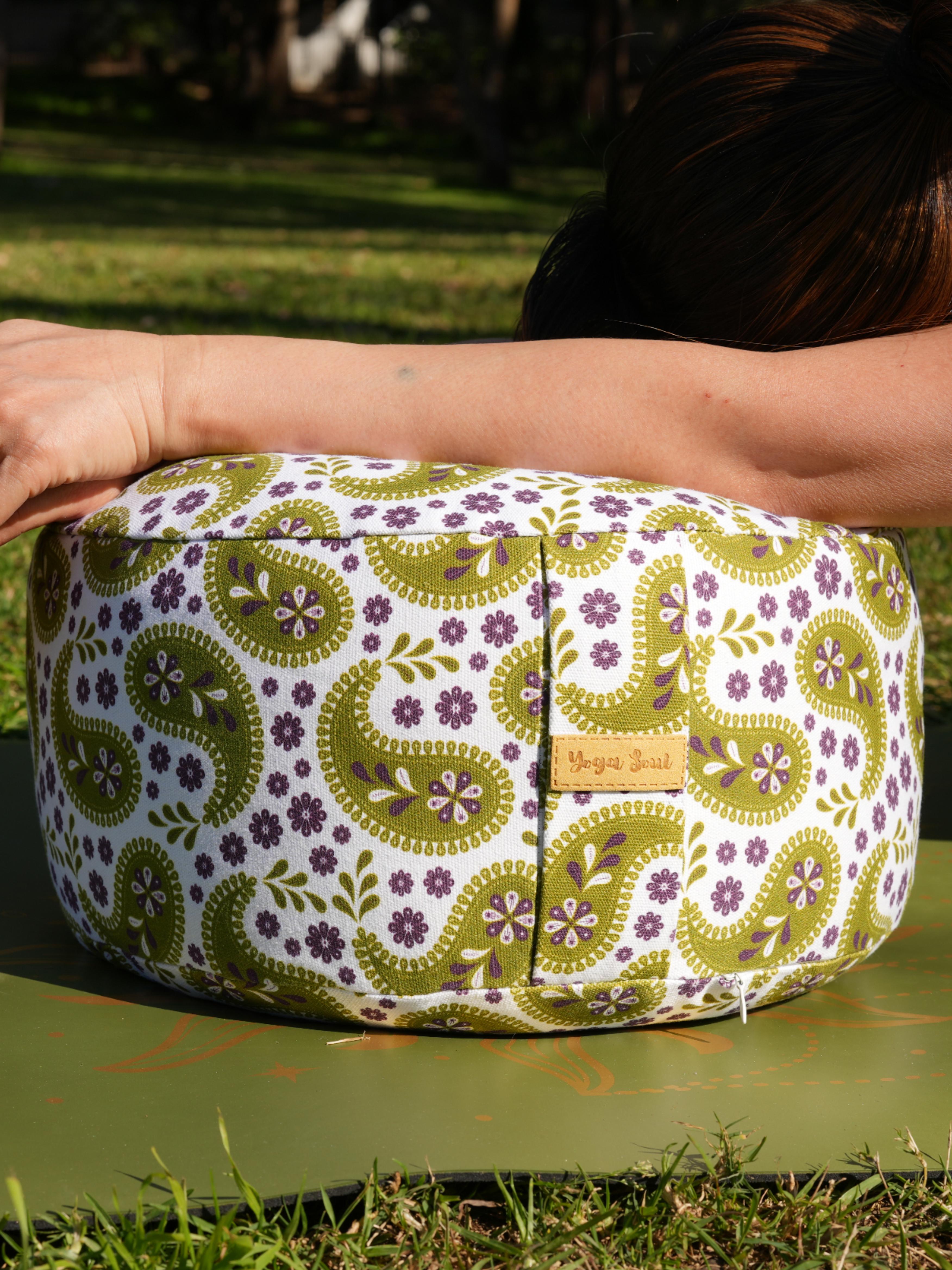 RONDO Meditation Cushion | Paisley | Olive Green