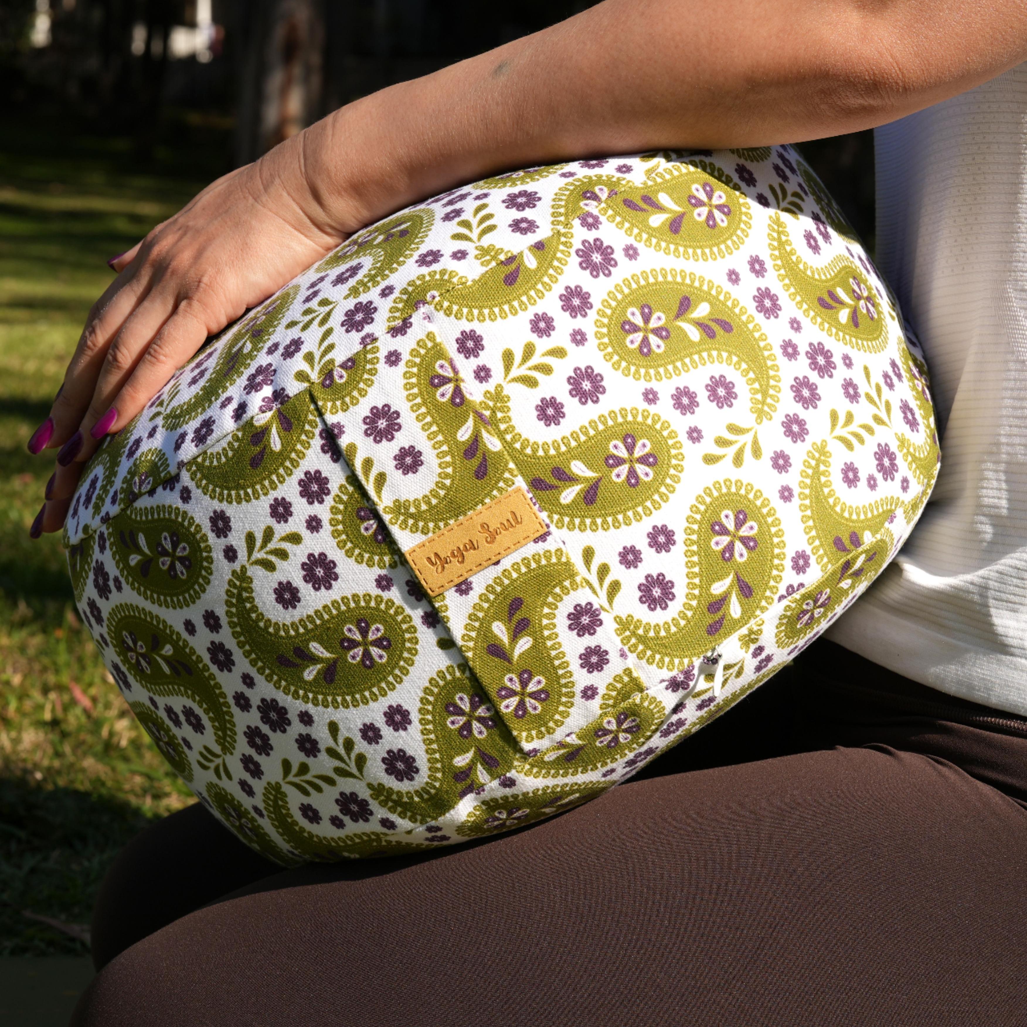 RONDO Meditation Cushion | Paisley | Olive Green