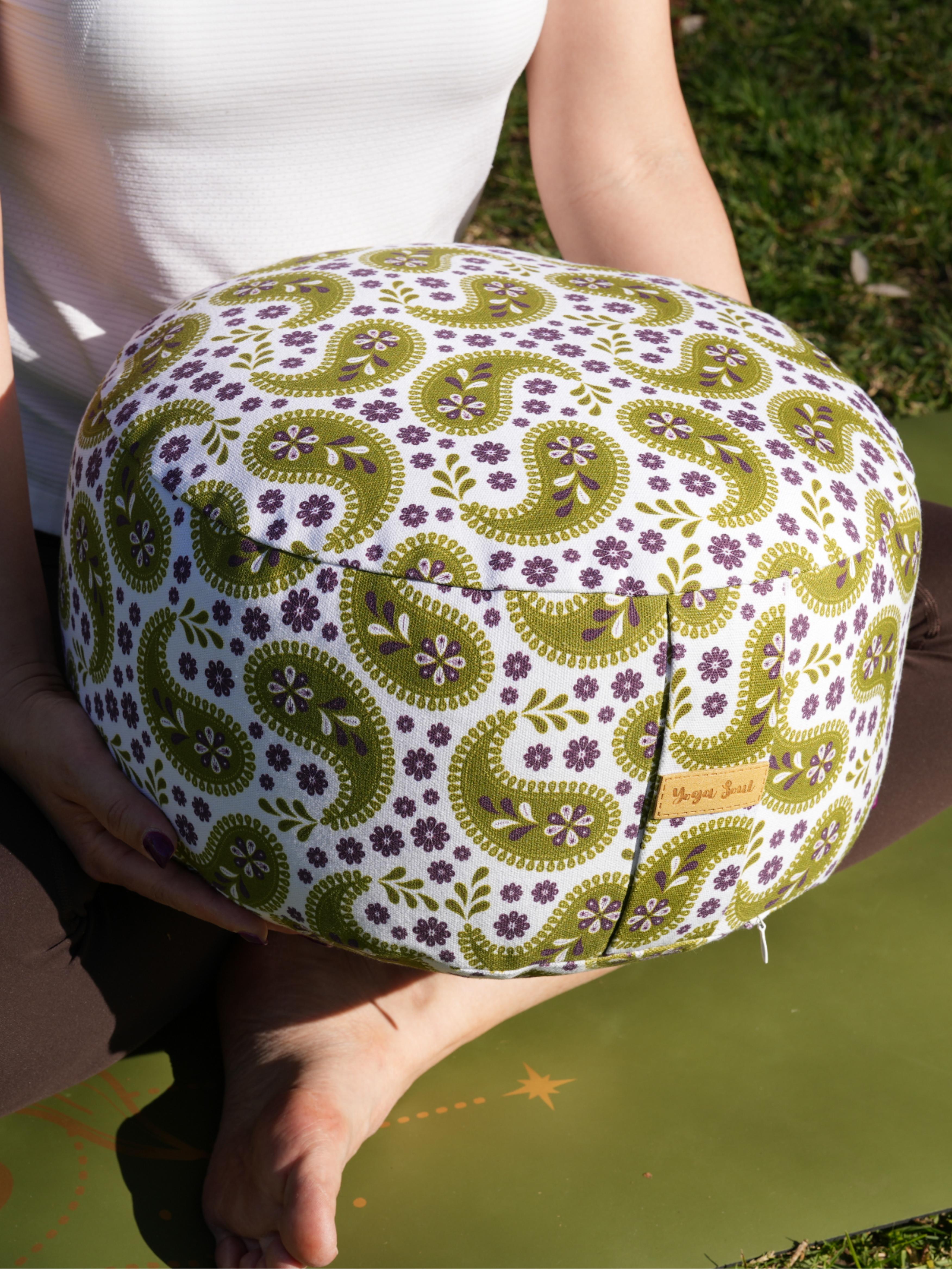 RONDO Meditation Cushion | Paisley | Olive Green