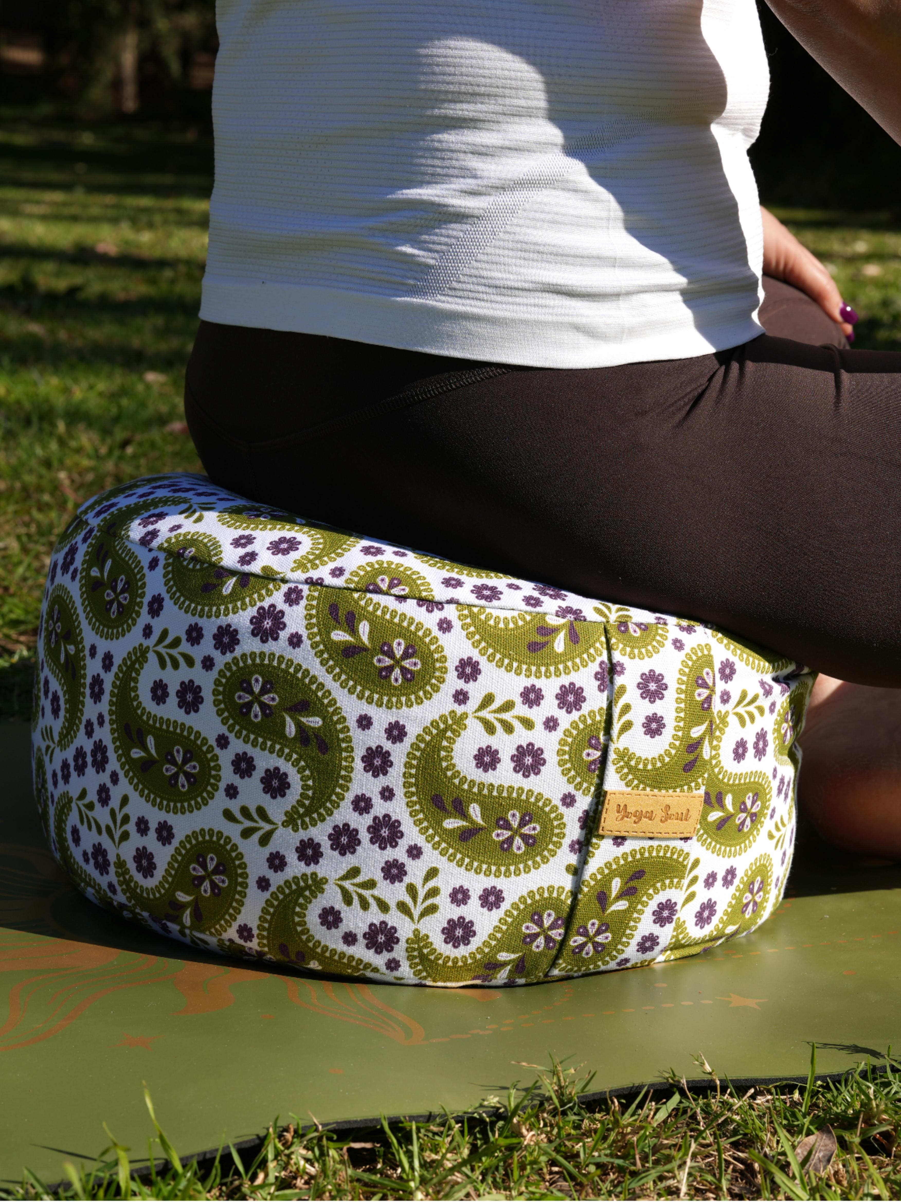 RONDO Meditation Cushion | Paisley | Olive Green
