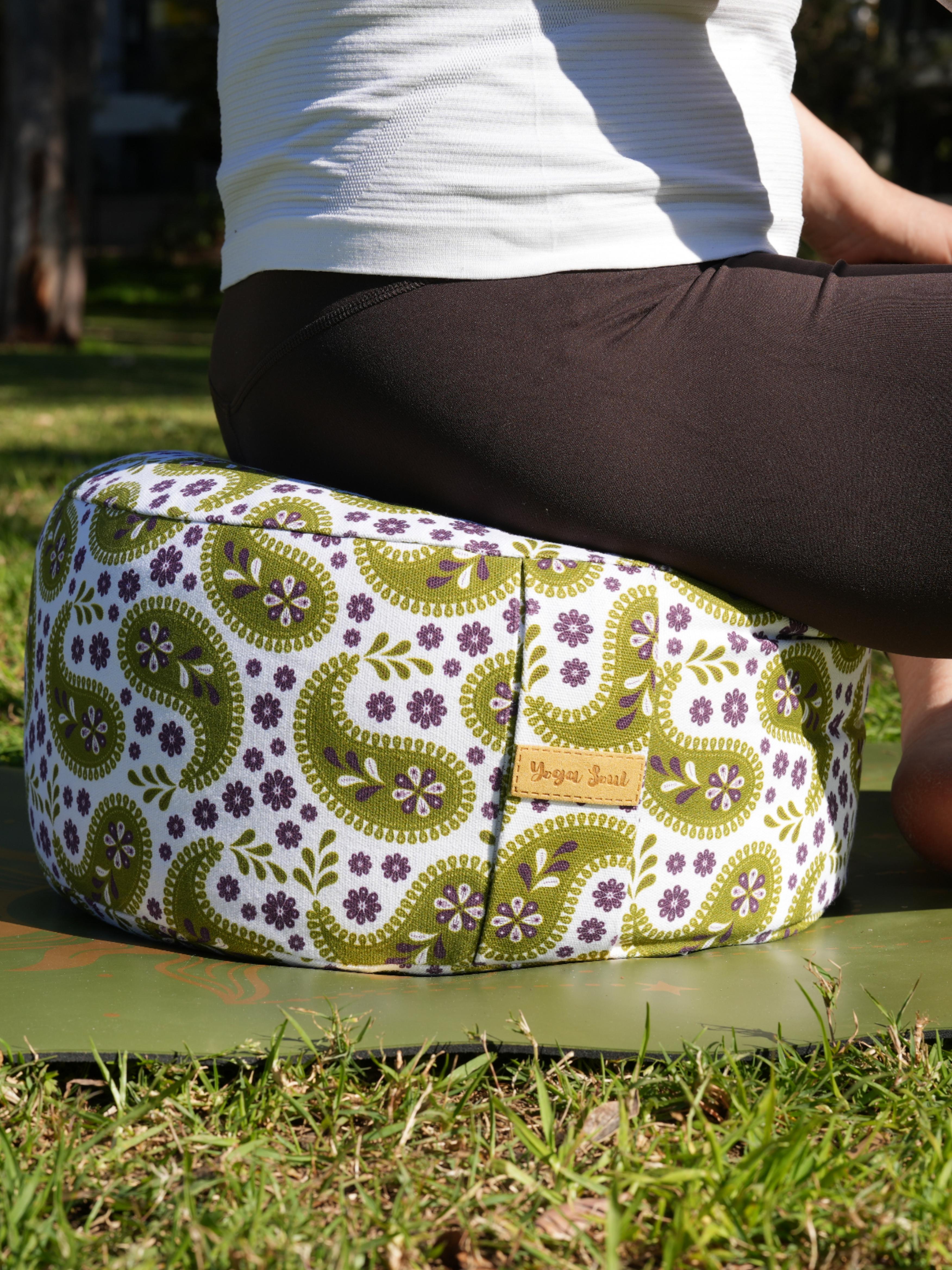 RONDO Meditation Cushion | Paisley | Olive Green