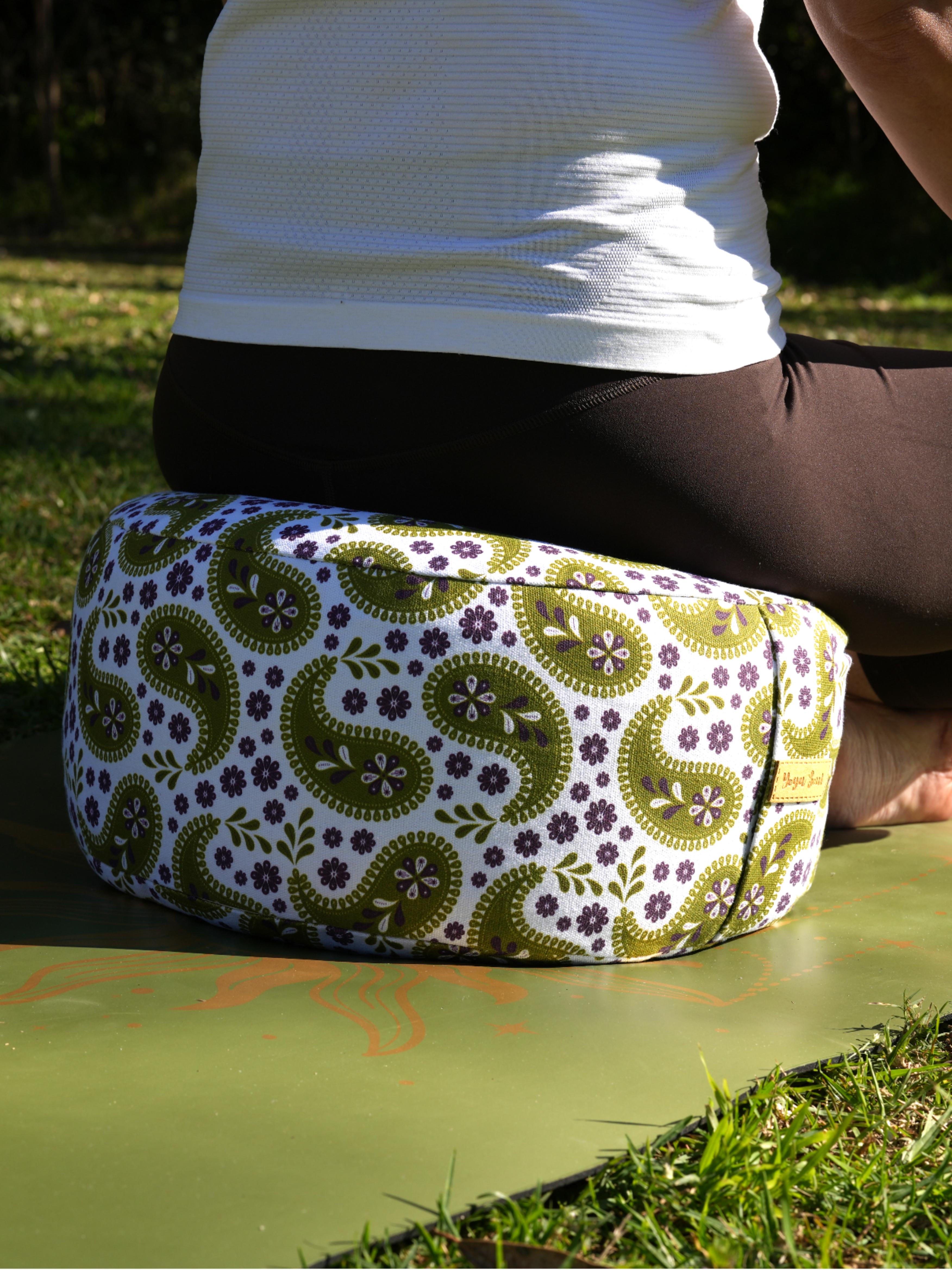 RONDO Meditation Cushion | Paisley | Olive Green