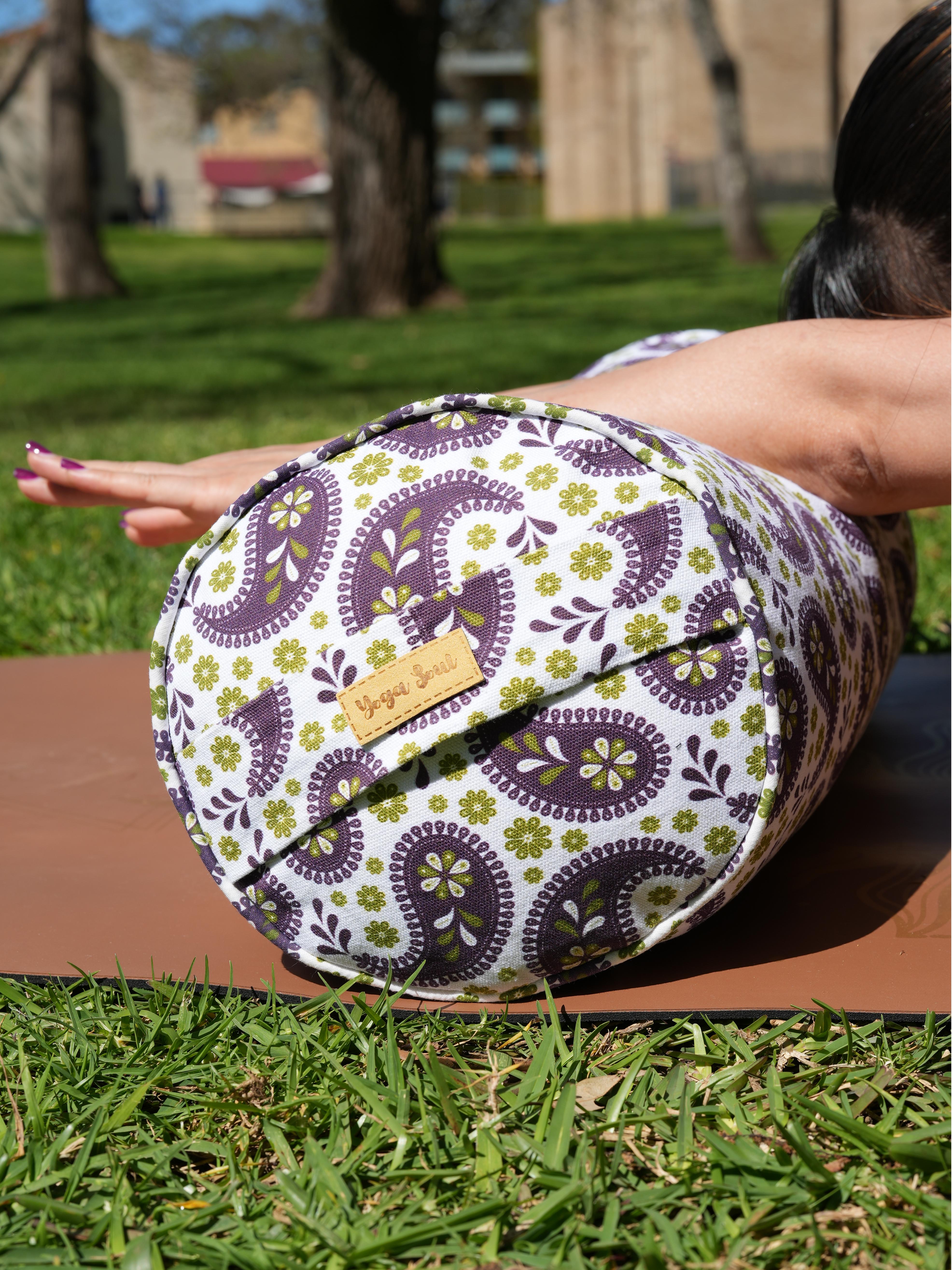 Round Yoga Bolster | Paisley | Purple