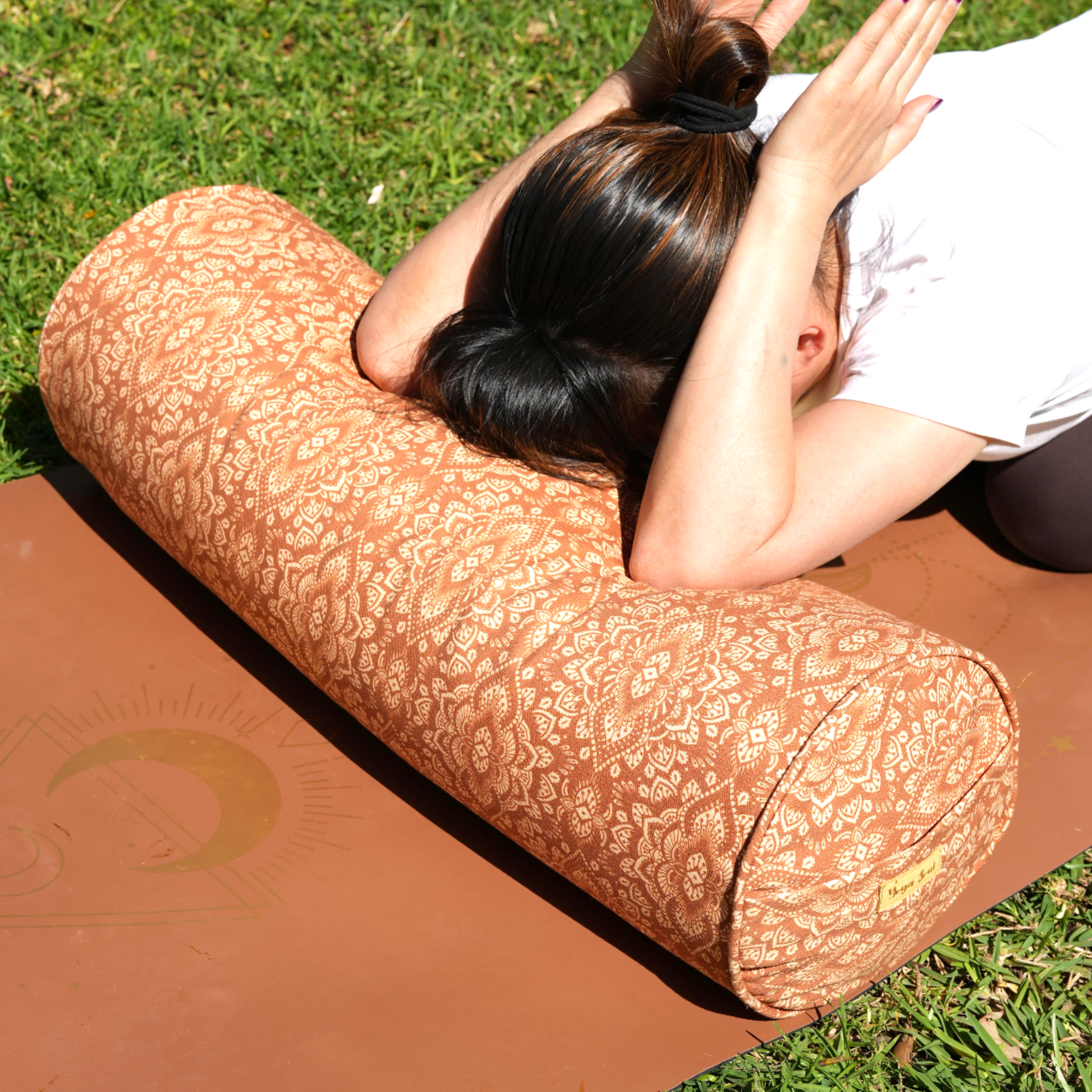 Round Yoga Bolster | Mandala | Caramel