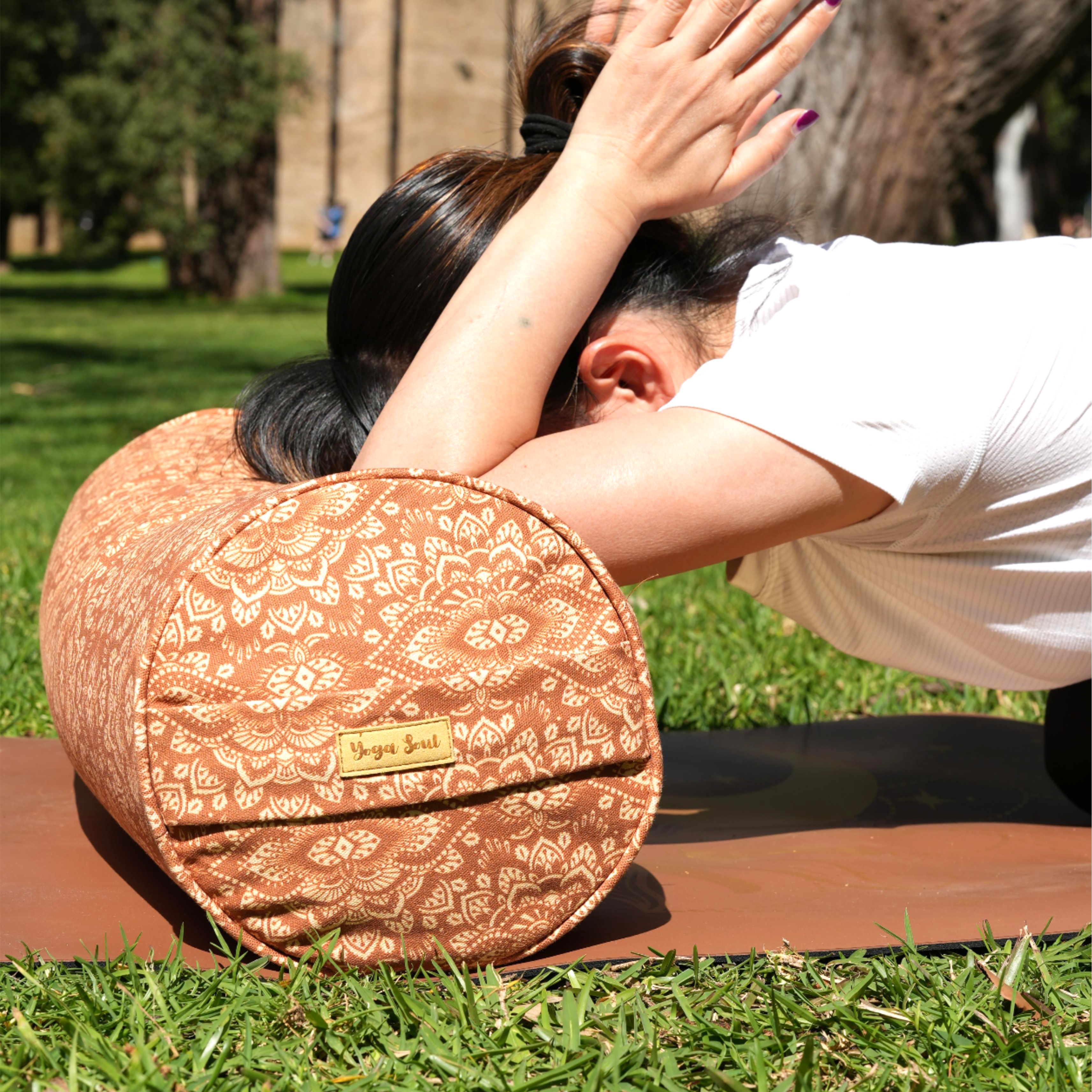 Round Yoga Bolster | Mandala | Caramel