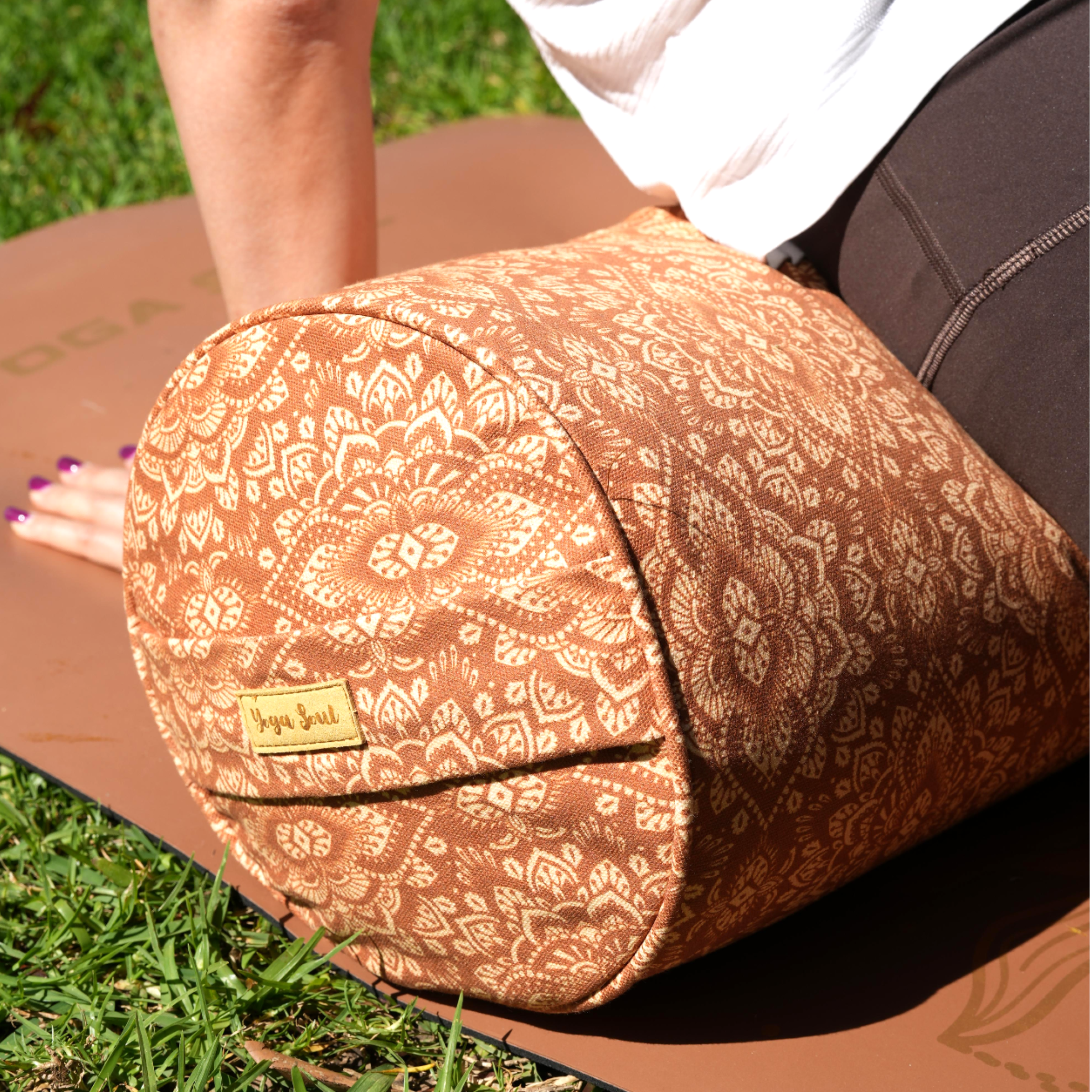 Round Yoga Bolster | Mandala | Caramel
