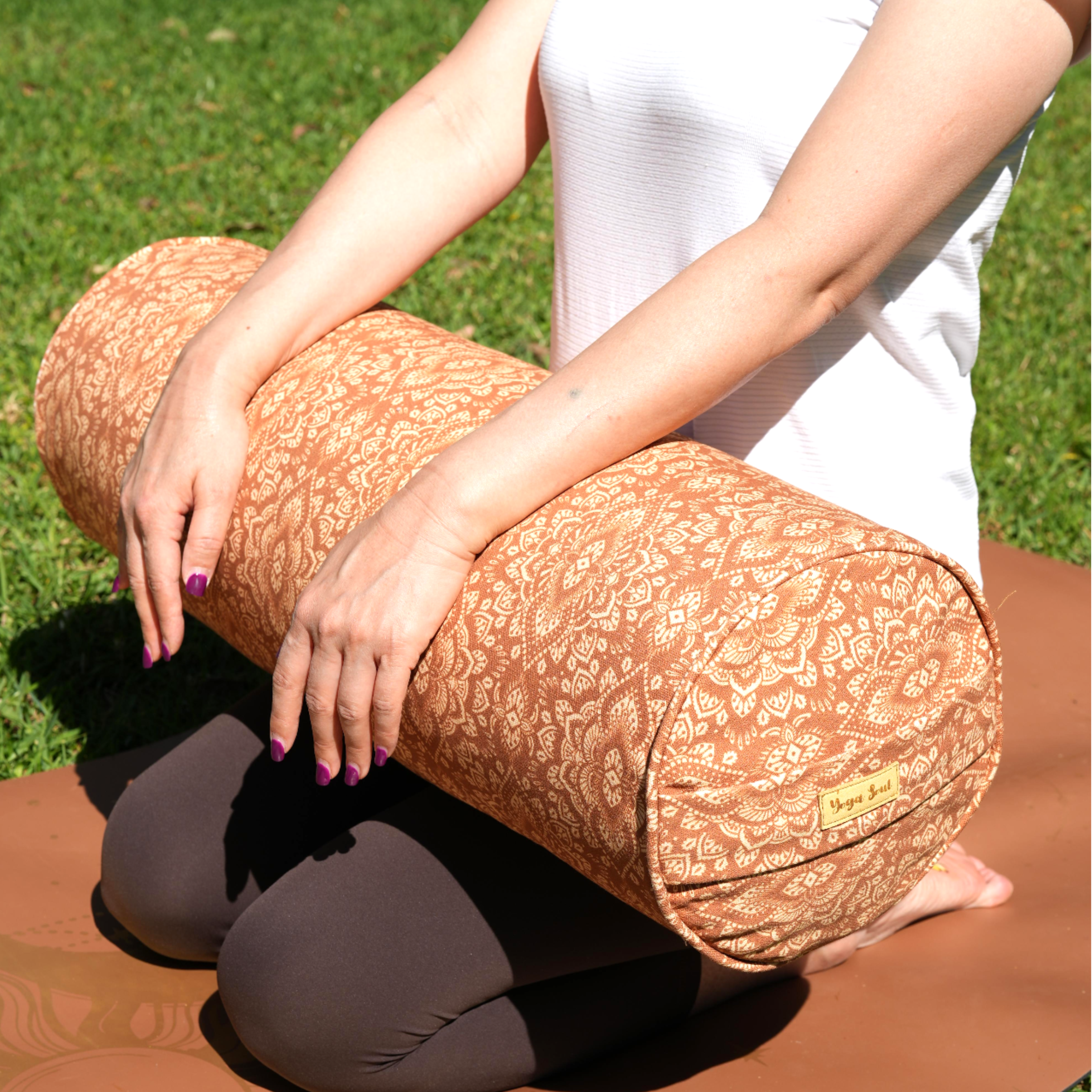 Round Yoga Bolster | Mandala | Caramel
