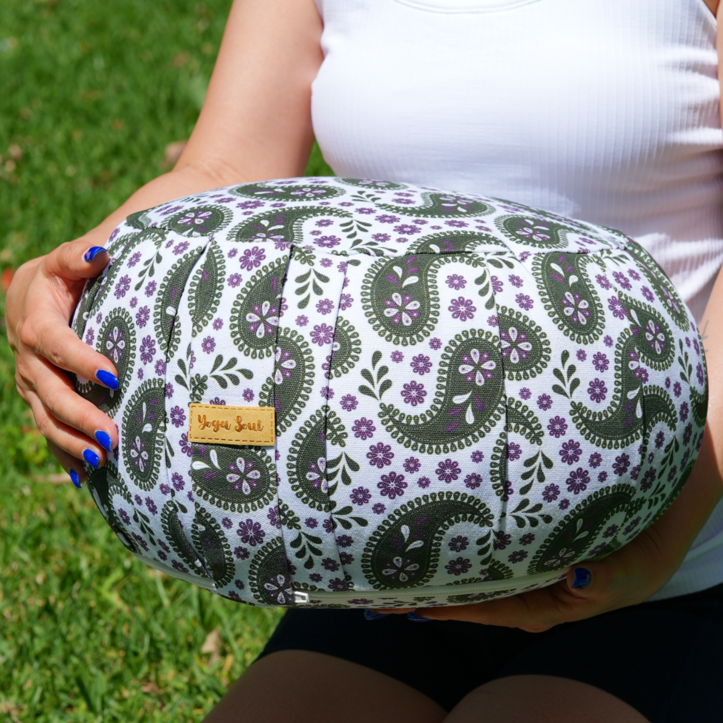 ZAFU Meditation Cushion | Paisley | Trekking Green