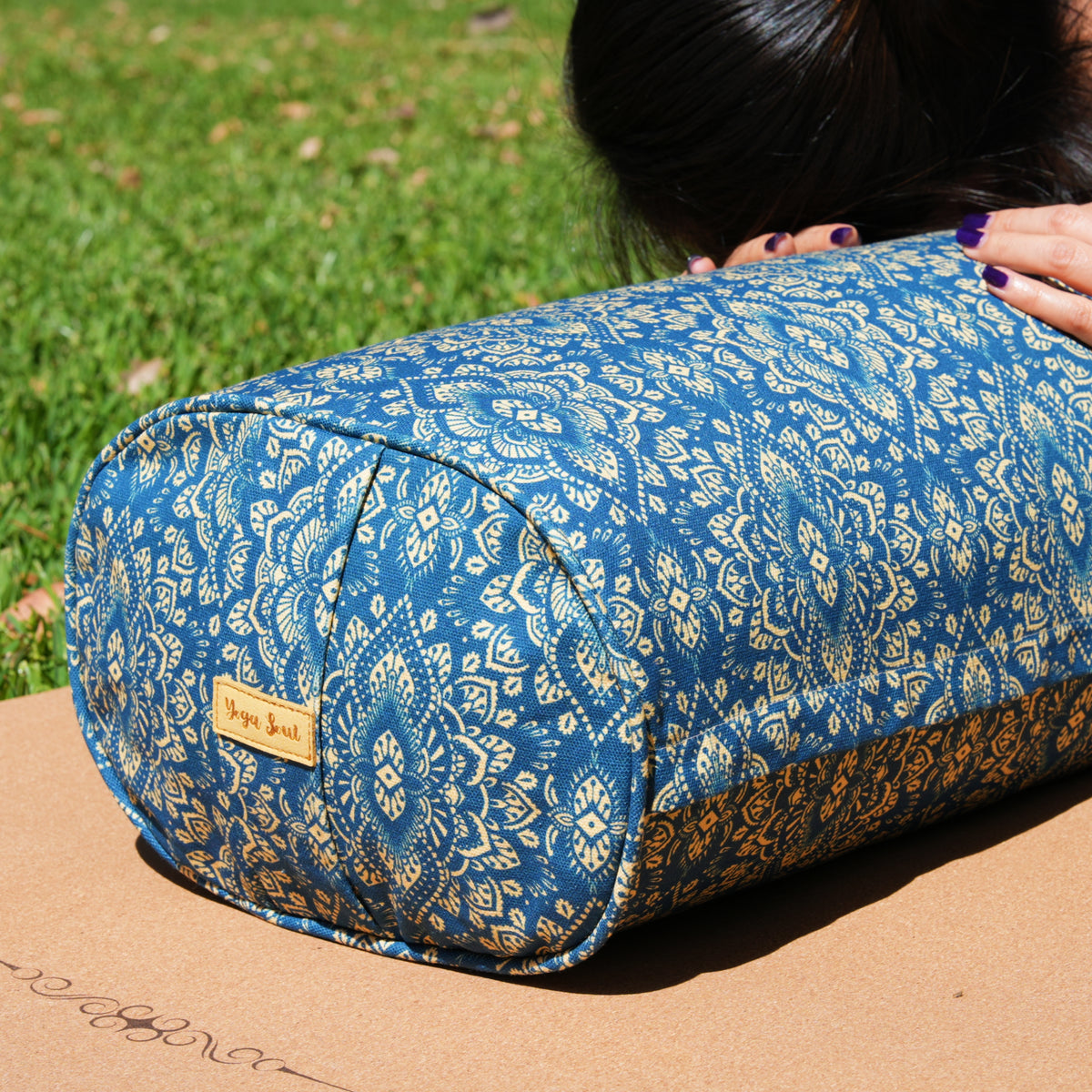 Oval Yoga Bolster | Mandala | Marine Navy