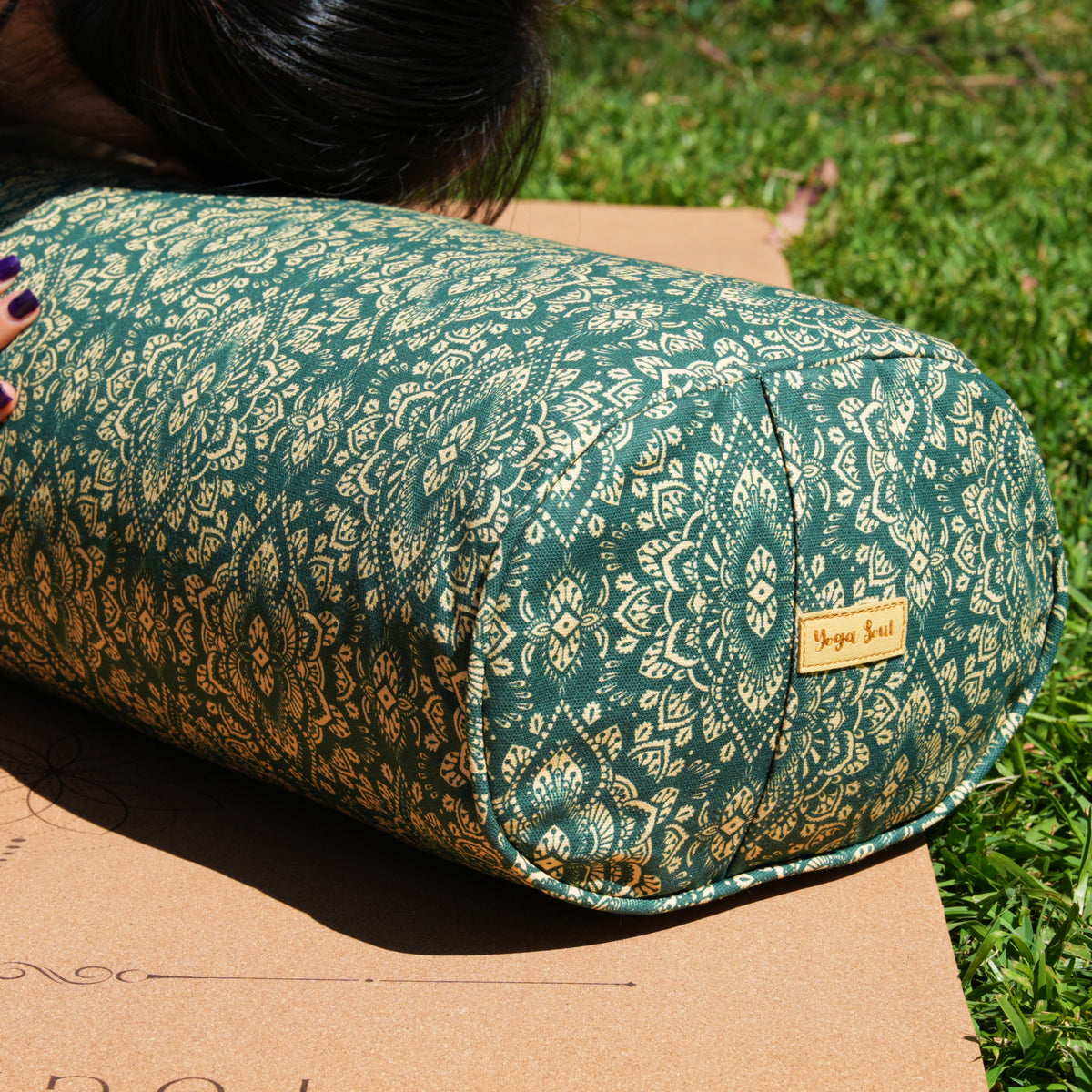 Oval Yoga Bolster | Mandala | Trekking Green